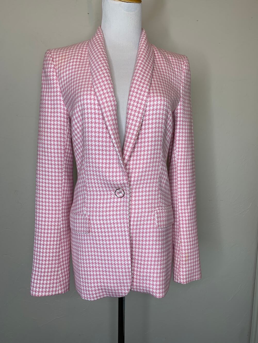Bec + Bridge Blazer Pink Cream Herringbone Blazer Sz 2